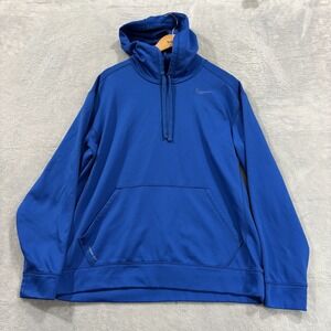 Nike Therma-Fit Hoodie Men's XL‎ Blue Fleece Hooded Sweatshirt Athletic
